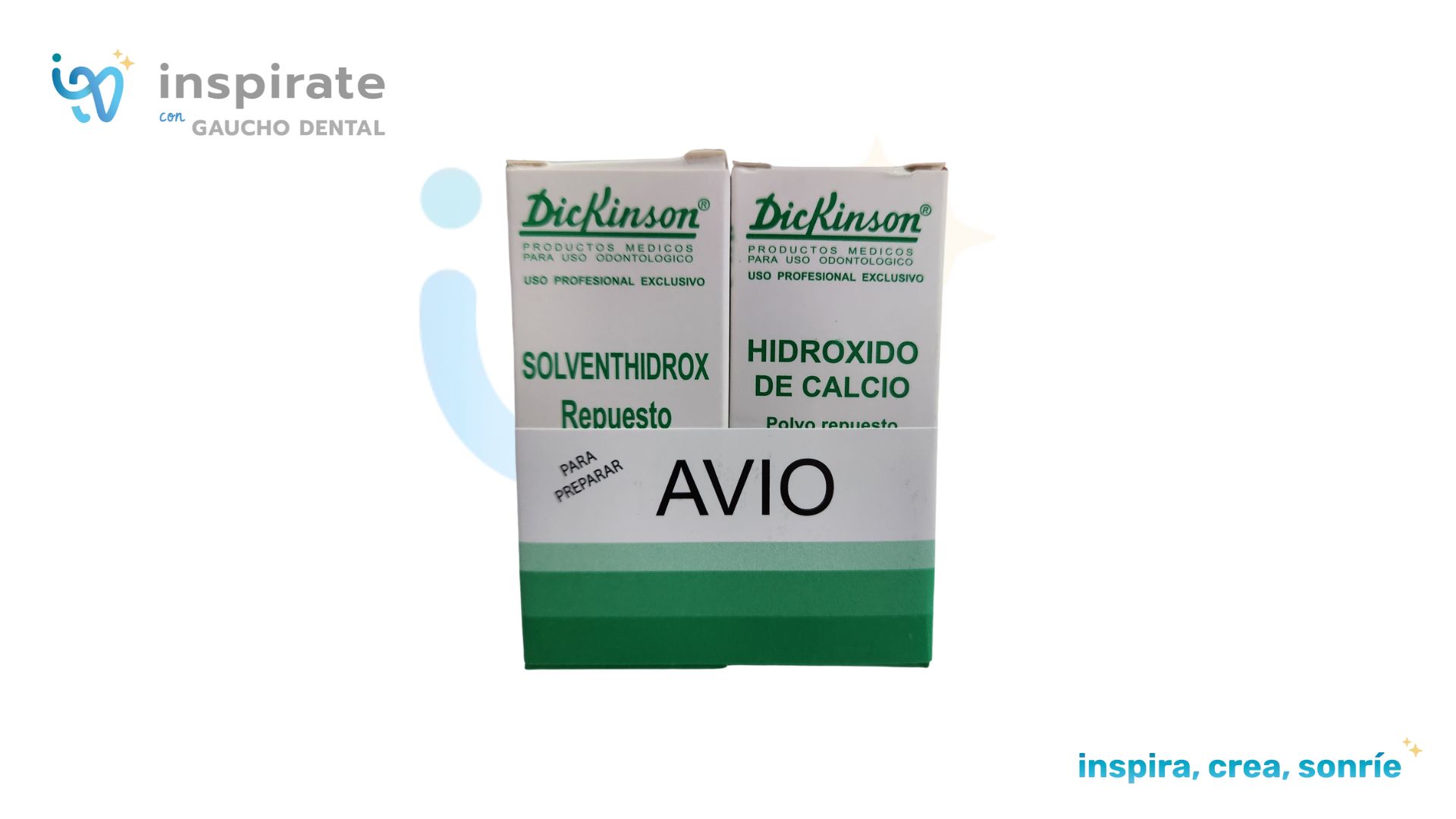 Avío Dickinson de hidróxido de calcio y Solventhidrox sobre placa Inspírate con Gaucho Dental